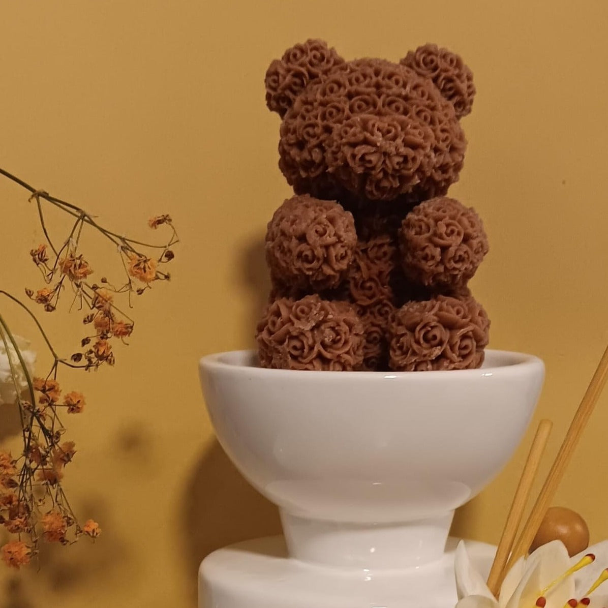 brown flower teddy